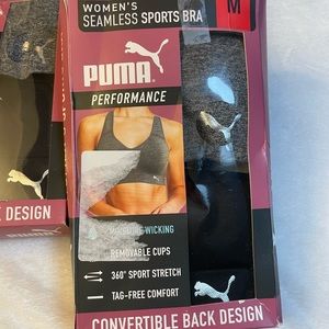 Puma Performance 2 pack seamless sports bra size medium NWT